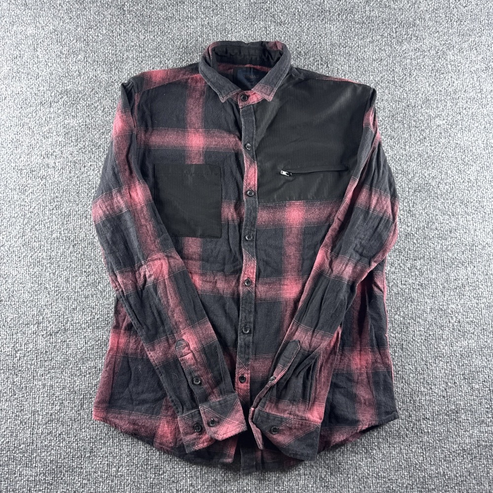 Nomad‎ Craft & Flow Flannel Shirt Mens S Red Plaid Button Ripstop Block Grunge